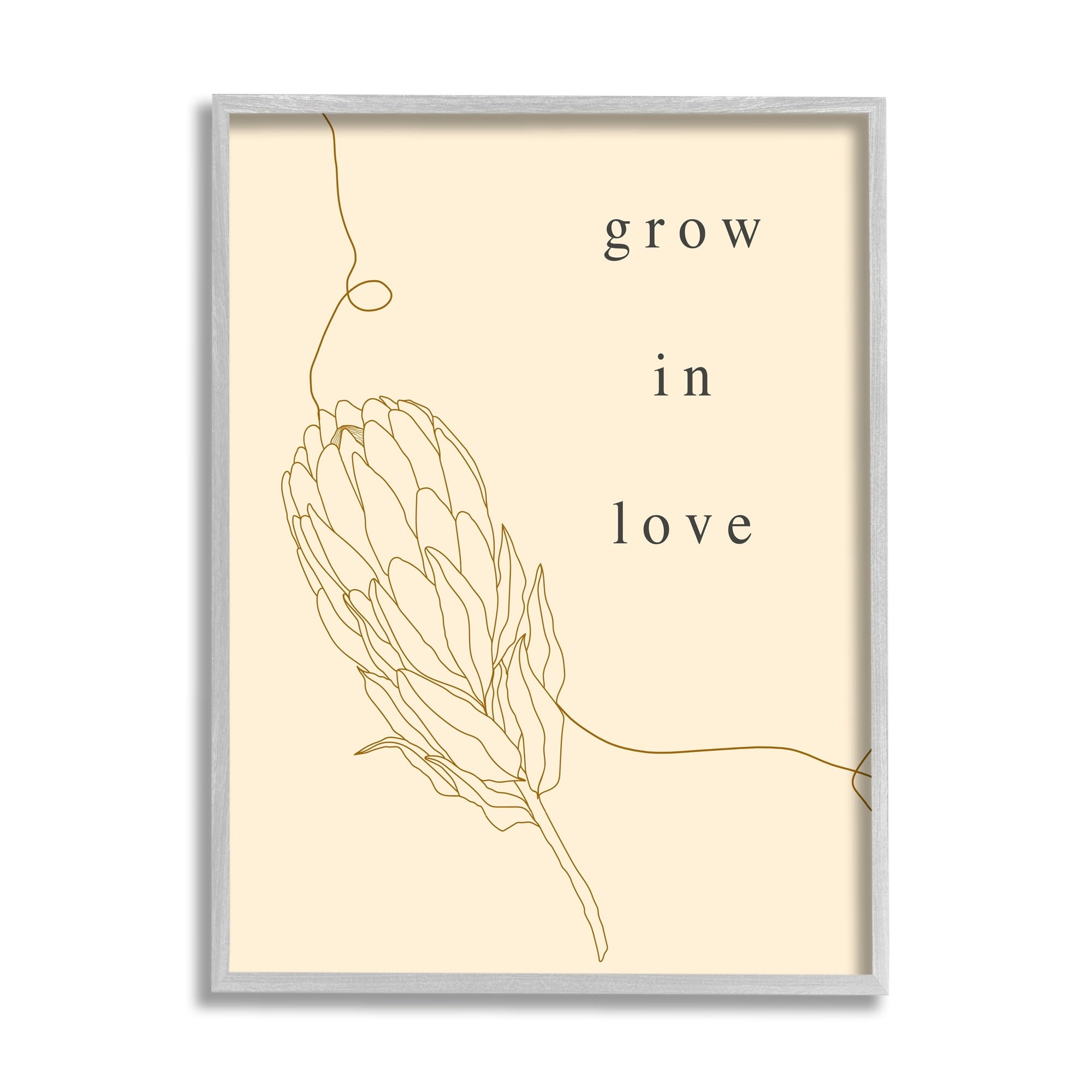 Stupell Industries Grow In Love Quote Plant Blossom Line Drawing Framed Wall Art, 24 x 30, Design by Lil' Rue