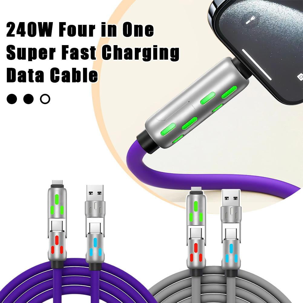 Cable USB-C 4 en 1 de 240 W, cable USB C de 1,2 m, cables de datos de carga multiUSB | en línea Cable USB-C 4 en 1 de 240 W, cable USB C de 1,2 m, cables de datos de carga multiUSB | en línea