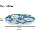 thumbnail image 4 of Coolnut White Daisy Pattern Coaster, Drinks Round Absorbent Stone Set with Ceramic Stone and Cork Base, Tabletop Protection Mats and Cups Place for 2PCS Home Decor, 4 of 6