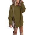 thumbnail image 1 of LUXUR Robe Chandail à Manches Longues pour Femmes, Unie, d'Hiver, à Enfiler, Vert Armée, G, 1 of 2