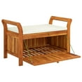 thumbnail image 3 of vidaXL Patio Collection Solid Acacia Wood Outdoor Storage Bench with Cushion - Loveseat, 3 of 10