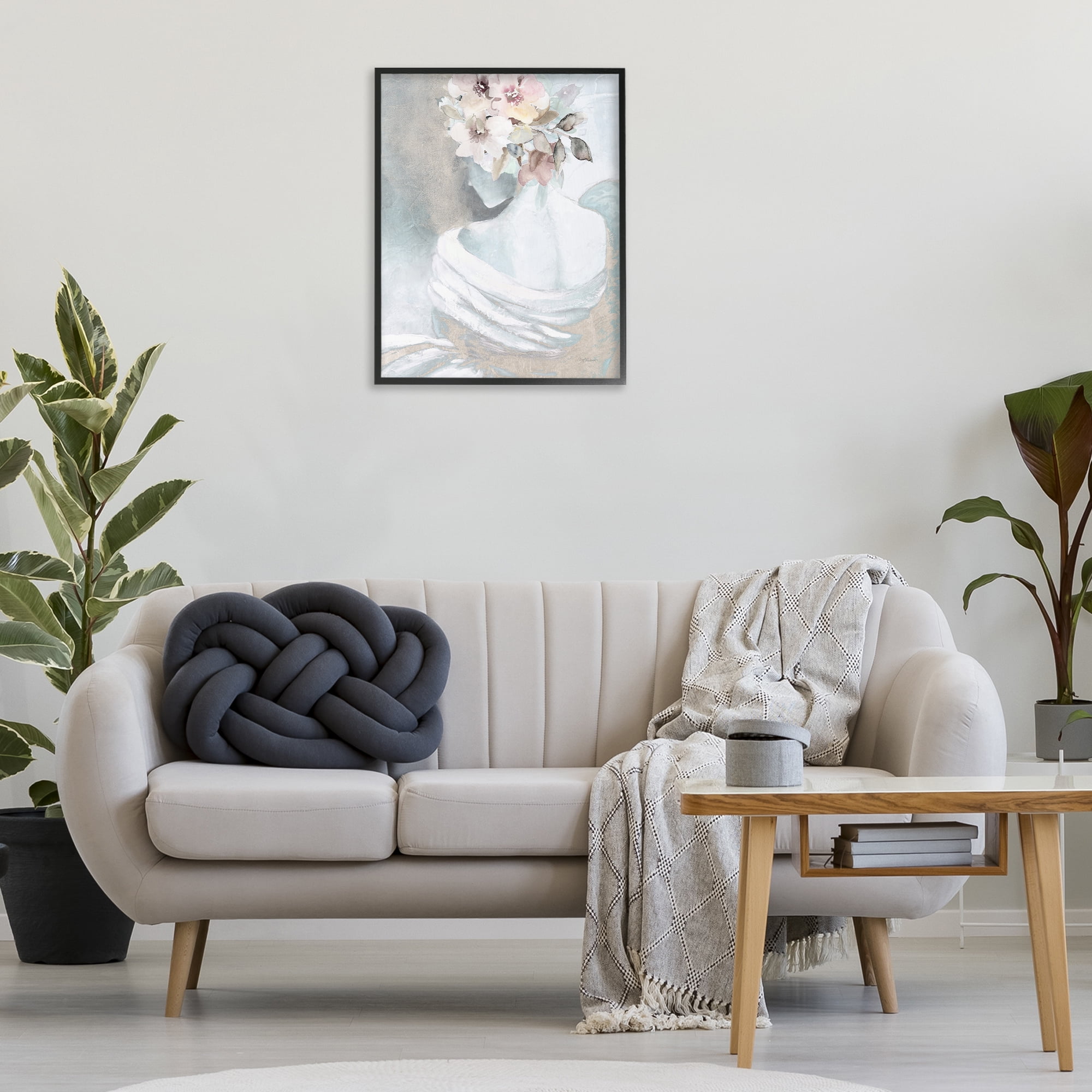 Stupell Industries Woman & Florals Visage Novelty Painting Black Framed Art Print Wall Art, 24 x 30