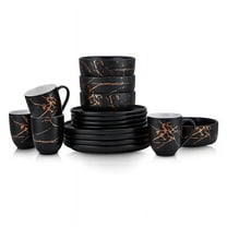 Stone Lain Zora 16-Piece Dinnerware Set Porcelain, Black