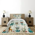 thumbnail image 3 of Ambesonne Animal World Quilted Coverlet 2 Pcs, Funny Monkey Elephant, Twin Size, Teal Burnt Orange Ivory, 3 of 4