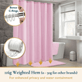 thumbnail image 5 of ComfiTime Shower Curtain/Liner with Hooks – 2-in-1 Mold/Mildew-Resistant, Weighted-Hem Fabric Bathroom Curtain, Water-Repellent TPU Coating, Machine-Washable, Fade-Resistant, Blush Pink, 72*96, 5 of 10