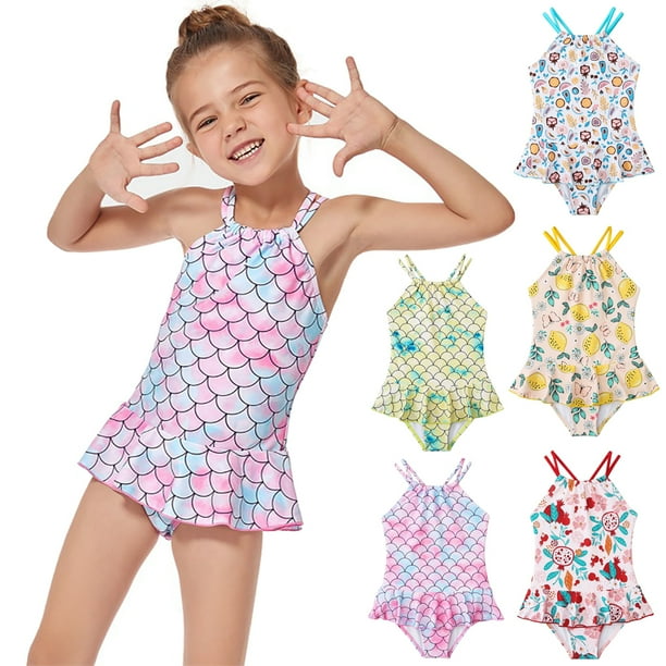 URMAGIC Girls One Piece Swimsuits Mermaid Bathing Suit for Kids Hawaiian Swimwear with Skirt