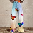 thumbnail image 2 of kaondbfi Women's Print Jeans Mid Waisted Wide Leg Baggy Flare Pants with Pockets Summer Jeans for Women, 2 of 9