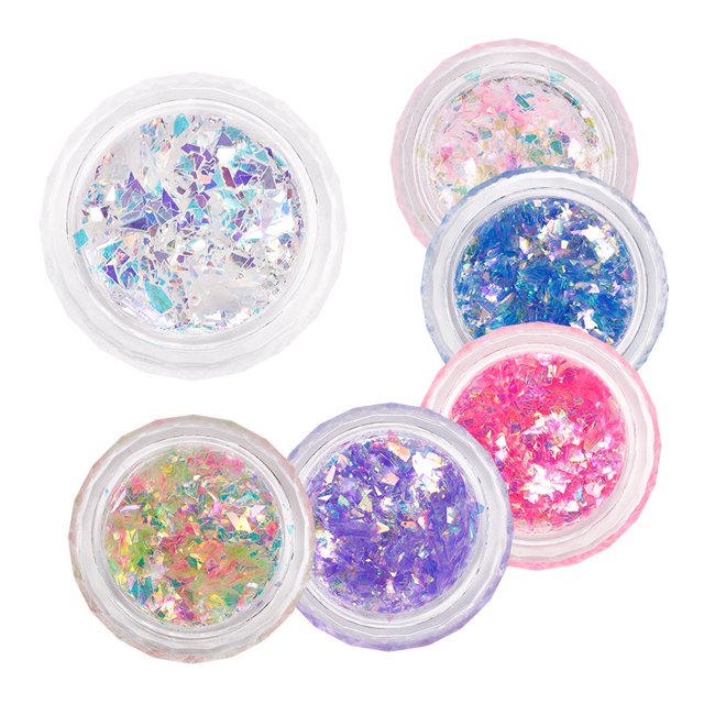 6 uds copos de brillantina holográfica para uñas, copos de pigmento cromado de sirena, decoraciones de uñas que cambian de Color para esmalte de Gel, manicura DIY para el hogar