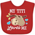 thumbnail image 3 of Inktastic My Titi Loves Me with Sloth and Hearts Boys or Girls Baby Bib, 3 of 4