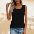 thumbnail image 4 of Hinvhai Womens V Neck Tank Tops Sleeveless Hollow Knit Shirts Summer Casual Solid Color Sweater Vest Black S(S), 4 of 8