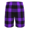 thumbnail image 6 of Kdxio Purple Buffalo Plaid Pattern Mens Casual Shorts - Drawstring Summer Beach Sports Shorts for Men, 6 of 9
