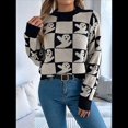 thumbnail image 4 of Suéter de Larga con Cuello Redondo para Mujer, Suéter Holgado de Punto, Tendencia de Otoño e Invierno, Tops Casuales de Moda. Albaricoque M, 4 of 10