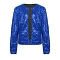 thumbnail image 3 of Sholeno Veste Décontractée à Paillettes Ouverte pour Femmes Manches Longues Raccourcies Bleu Royal S, 3 of 7