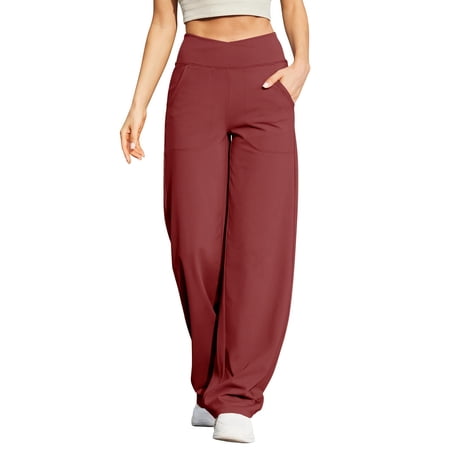 GZWYHT Wide Leg Yoga Pants For Women,Spring Pants For Women Gym Yoga Pants Womens Wide Leg Yoga Pants Petite Yoga Pants Casual Pants For Women Womens Yoga Pants Flare Red S
