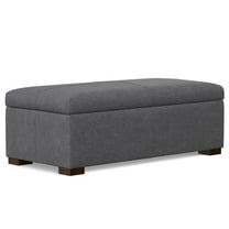Gabbie 48 inch Wide Rectangular Storage Ottoman in Slate Grey Polyester Linen