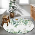 thumbnail image 3 of Round Rug 3.3Ft Washable Non-Slip, Green Eucalyptus Leaves Circle Area Rugs for Living Room Bedroom, Summer Botanical Daisy Floral Indoor Floor Mats Carpet Runner for Home Decor Aesthetic, 3 of 8