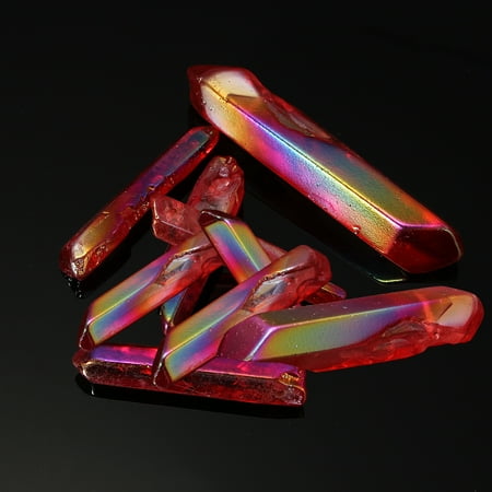 Rainbow Aura Quartz - Rainbow Flame Titanium Coating Aura Red Lemurian Seed Quartz Crystal Point Decor 10+pcs 50G