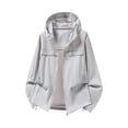 thumbnail image 4 of Mens Windbreak Lightweight Sun Protection Running Jackets with Zip Pocket, Workout Track Hoodie Athletic Gym Sweatshirts Men Gray, 4 of 9
