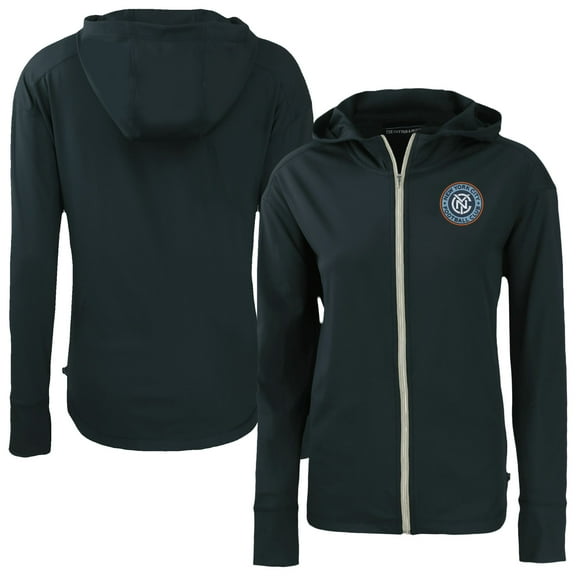 Women's-Cutter & Buck Navy New York City FC Daybreak Eco Recycled Full-Zip Hoodie