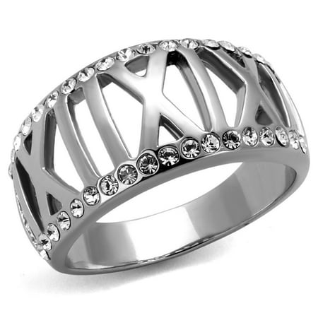 

Beautops TK2257 - High polished (no plating) Stainless Steel Ring with Top Grade Crystal in Clear - 5