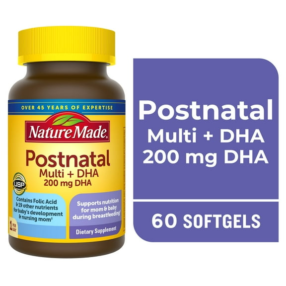 Nature Made Postnatal Multivitamin   DHA 200mg, Postnatal Vitamins for Breastfeeding Moms, 60 Ct