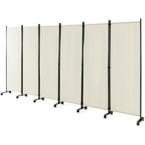 Costway 6-Panel Folding Room Divider 6FT Rolling Privacy Screen with Lockable Wheels White