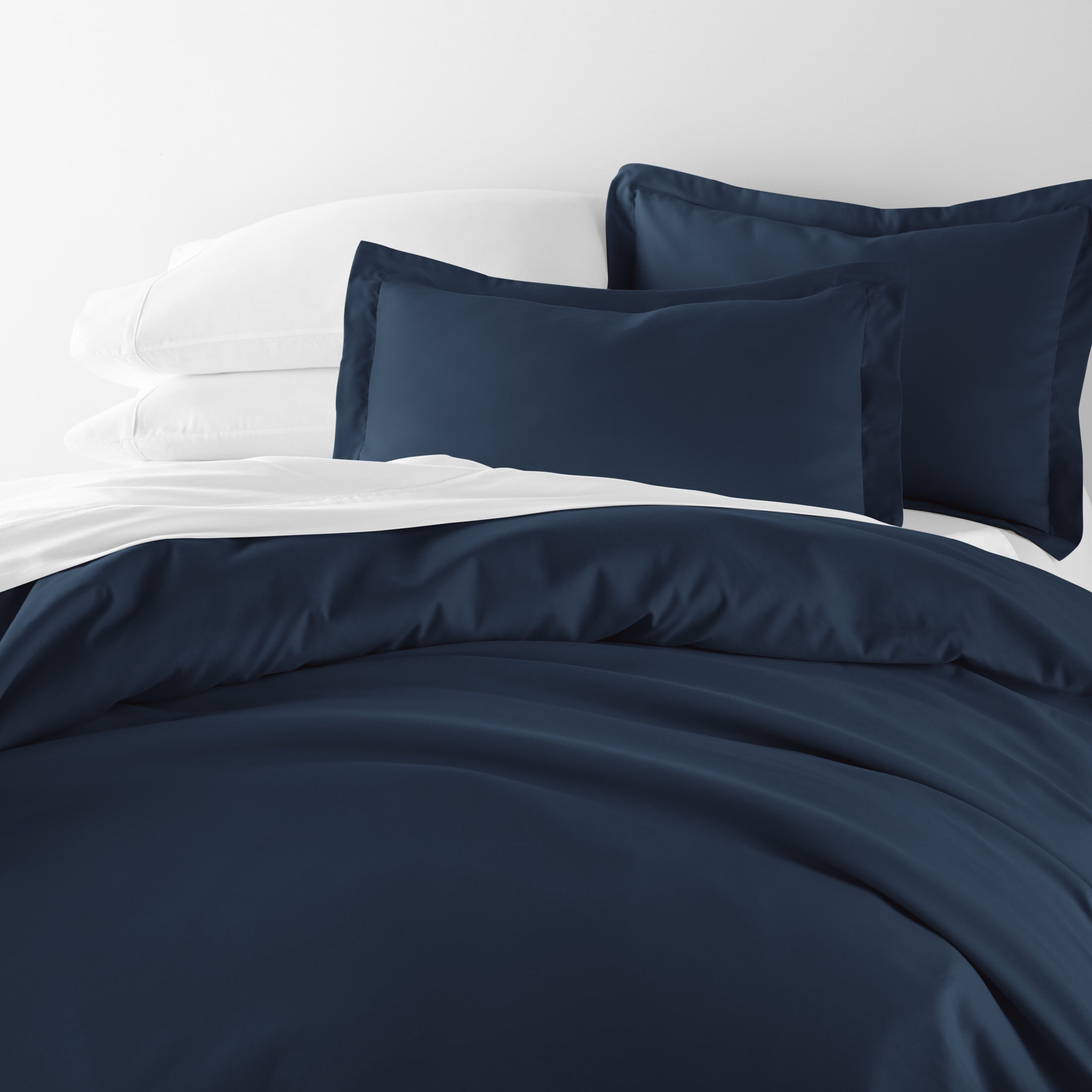 Noble Linens 3-Piece Navy Duvet Cover Set, Full/Queen