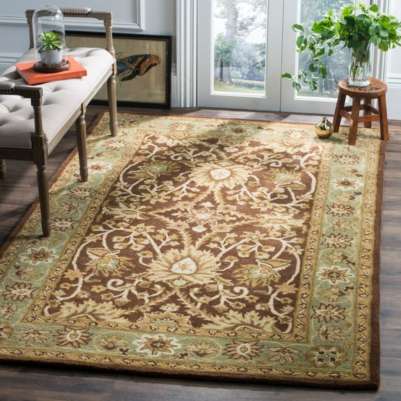 SAFAVIEH Antiquity Beaumont Traditional Wool Area Rug, Chocolate/Blue, 7'6" x 9'6"