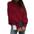 thumbnail image 2 of Miluxas Plus Size Sweater Tops On Seasonal Clearance Women's Solid Long Sleeve Pullove Turtleneck-Neck Sweater Tops Red 10(XL), 2 of 6