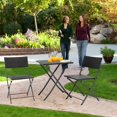 thumbnail image 3 of Three Pieces Folding Table and Chair Patio Outdoor Conversation Bistro Set by PE Rattan for Outdoor Courtyards Poolside Gardens (Black), 3 of 18
