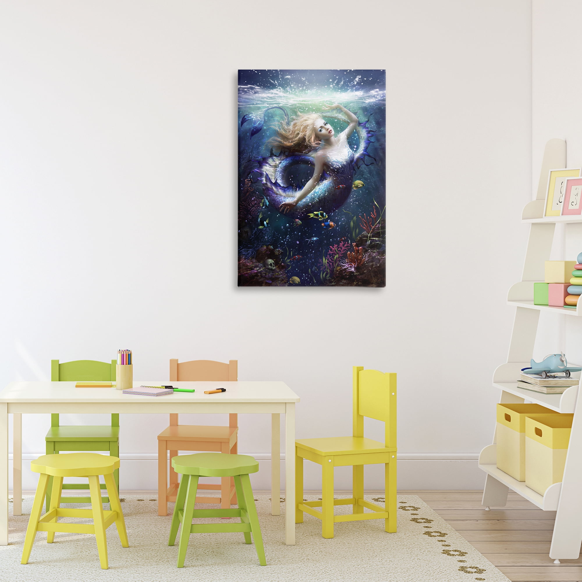 Stupell Industries Deep Sea Mermaid Canvas Wall Art, design by Melanie Delon