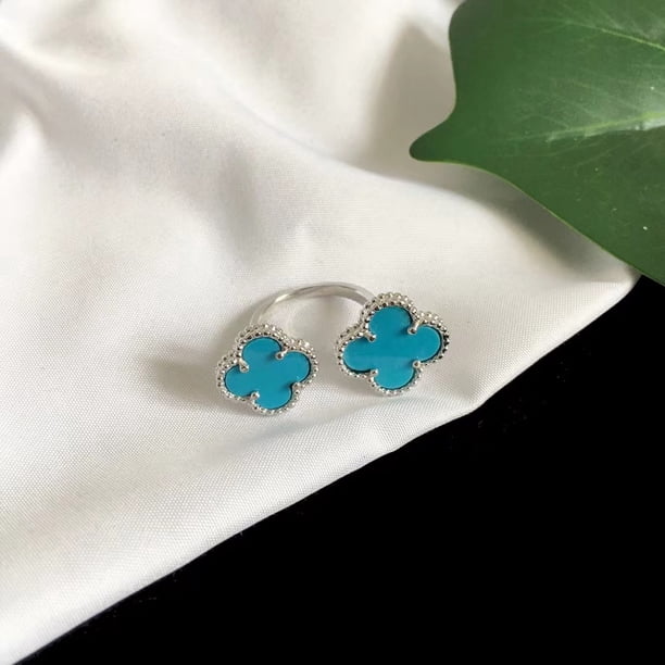 Van Cleef Anillo De Doble Flor De Trébol De Cuatro Hojas Chapado En Oro De 18 Quilates VCA