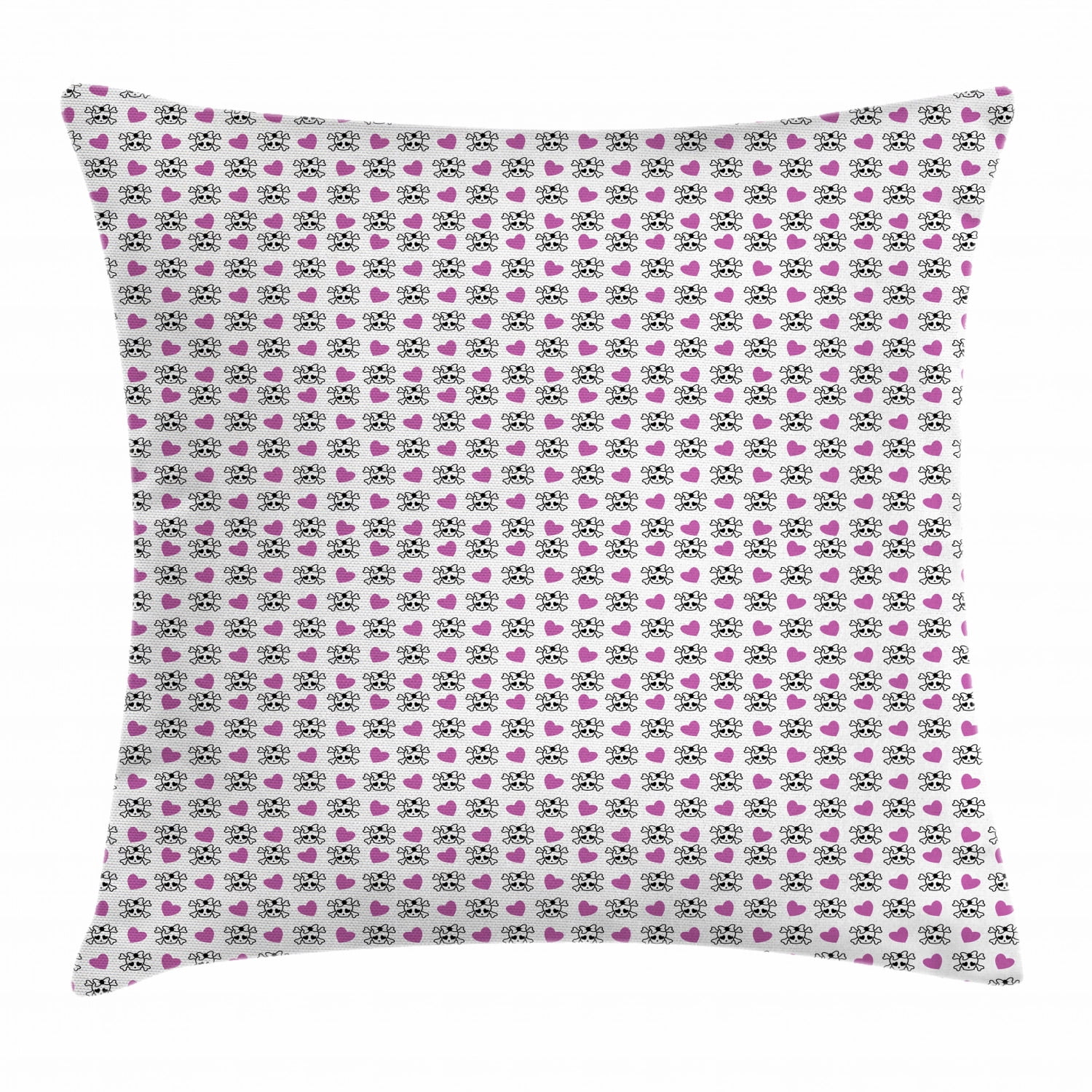 Teen Throw Pillow Cushion Cover, Funky and Girlish Youth Pattern Emo