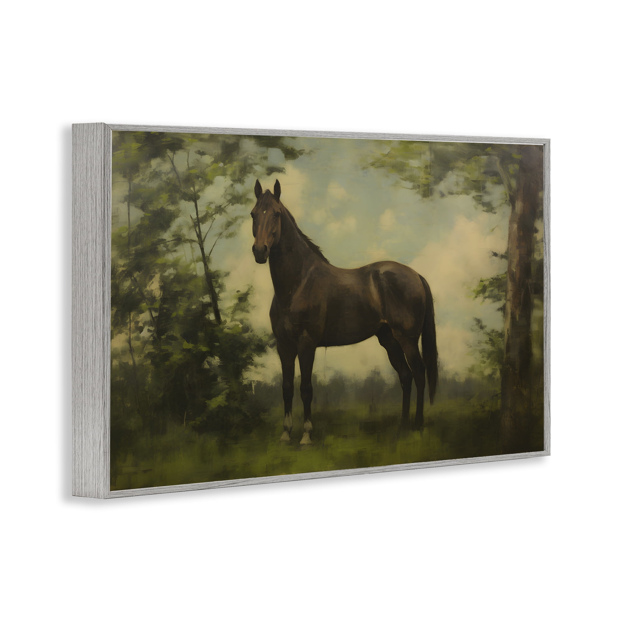 Stupell Industries Forest Horse Portrait Gray Framed Giclee Art, design by Petal Prints Design