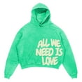thumbnail image 2 of Cropped Hoodies for Men 2025 All We Need Is Love Anime Y2K Harajuku Hooded Sweatshirt with Pockets Pullover Hoody, 2 of 5