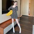 thumbnail image 2 of ZYHT 20003 Spring Fall New Design Vintage Square Collar Women Clothes Plaid Design Bodycon Female Dresses, 2 of 5