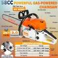 thumbnail image 5 of 58CC 2-Stroke Gas Chain Saw for Home & Farm, 20 & 18 Inch Gas Powered Chainsaw, Powerful Gasoline Chain Saw with Quick-Start System, Professional Gas Chainsaw for Cutting Wood Tree Trimming, 5 of 9