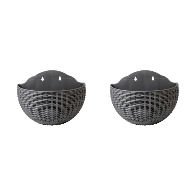 Youkk Easy To Install Double-layer Plastic Flowerpot For Walls Drainage Flower Pot Grey 2Set