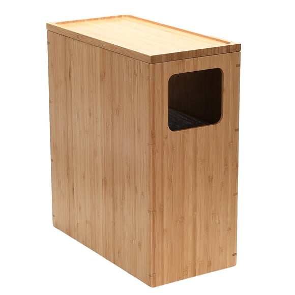 Bote de basura MobileVision Bamboo Slim con tapa para baño, 3 litros