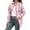 Pink, variant on Womens Casual Cuffed Long Sleeve Boyfriend Button Down Plaid Flannel Shirt Tops Pink XXL