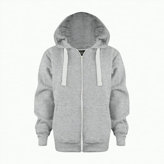 TOWED22 Girls Boys Hoodie Sweatshirt Solid Full Zip Jacket Casual Classic Tops(Light Gray,9-10 Y)