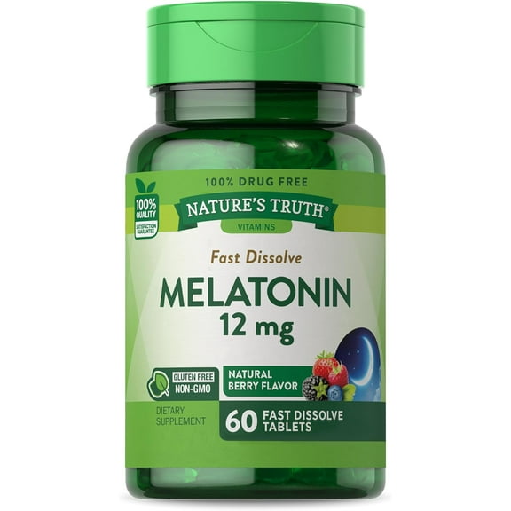 Natures Truth Melatonin 12 mg, Natural Berry Flavor, 60 Ea, 2 Pack