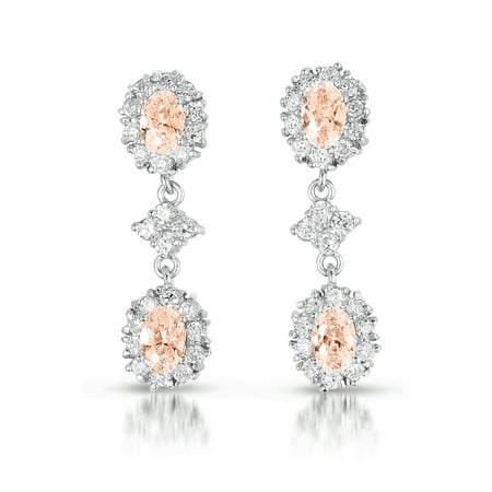 Relaveno Sterling Silver Cubic Zirconia Champagne Formal Drop Relaveno Sterling Silver Cubic Zirconia Champagne Formal Drop Earrings