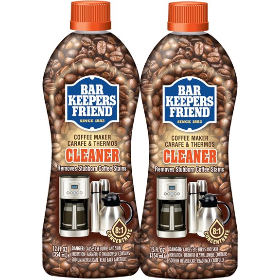 Coffee Maker Cleaner (2 x 12 oz) Removes Stains & Oily Residue from Espresso Machines, Carafes, Thermos, Drip Coffee Pots, Single-Cup Coffee Makers & More