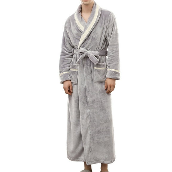 Viikei Robes for Men,Viikei Mens Robes,Warm Soft Plush Mens Robe with Hood,Plus Size Plus Thick Robe for Men with Side Pocket and Belt,Bathrobes for Men Gifts