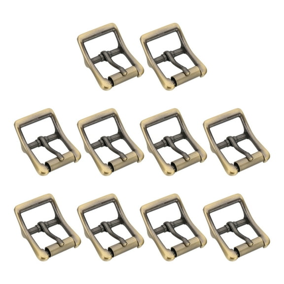 Uxcell Single Prong Belt Buckle, 1.5"x0.8" Rectangle Shape Metal Roller Buckle Center Bar Buckles for Leather Bag DIY Craft Strap Shoe Making Accessories(Bronze, Pack of 10)