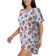 thumbnail image 2 of Naloa Strawberries Women's Short-Sleeved Pajama Set, Loungewear, Summer pajamas, Breathable Cozy - X-Large, 2 of 9