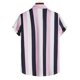 thumbnail image 2 of Camisas Para Hombre Camisas con estampado de rayas de tendencia hawaiana de verano para hombres, camisas con botones de manga corta, blusa, blusa informal holgada con solapa, ropa para (Black, XL), 2 of 7
