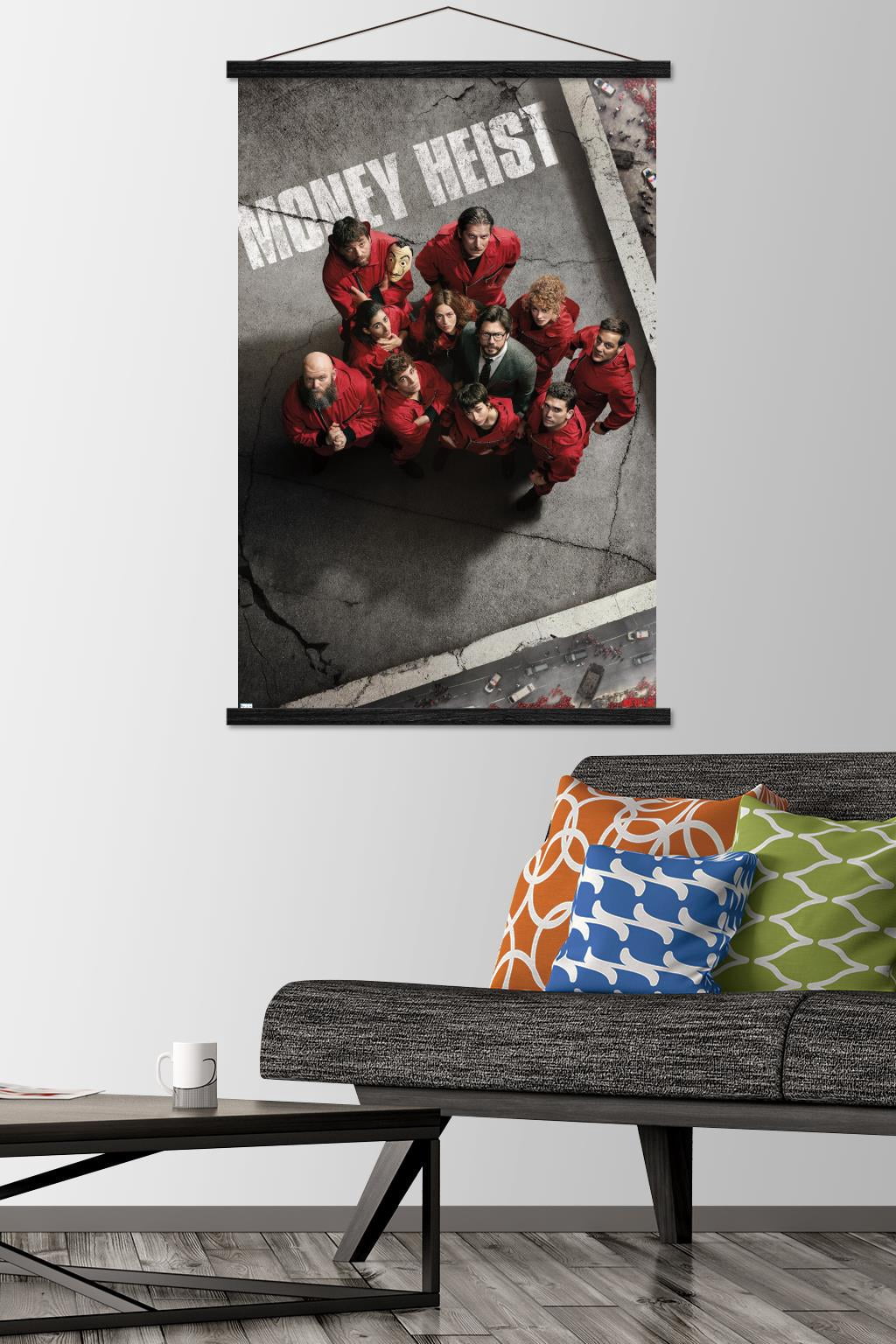 Netflix La Casa de Papel - Money Heist Roof Wall Poster with Wooden Magnetic Frame, 22.375" x 34"