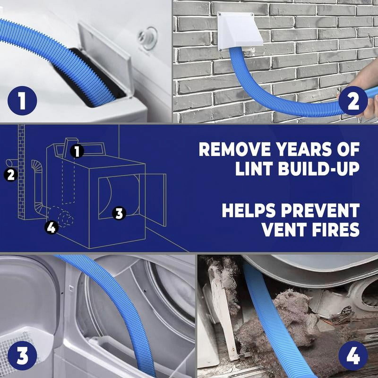 Dryer Vent Cleaner Kit Vacuum Hose Attachment Compatible with All Vacuum Cleaner, Quickly Lint Remover Cleaning Supplies Springtok